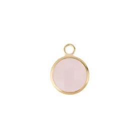 10mm Round Pink Faceted Glass Charm with Gold Plating