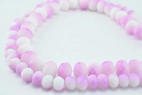 2 Strands Matte Glass Beads Donut Rondelle Faceted for Jewelry Decoration Chandelier 4x6mm, 6x8mm. 2 Sizes Group 60 PCs ea Item#789222042974