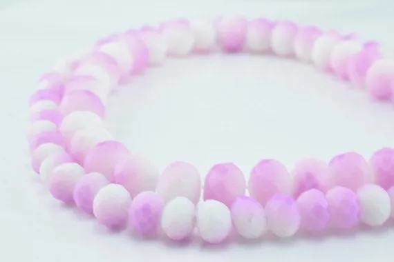 2 Strands Matte Glass Beads Donut Rondelle Faceted for Jewelry Decoration Chandelier 4x6mm, 6x8mm. 2 Sizes Group 60 PCs ea Item#789222042974