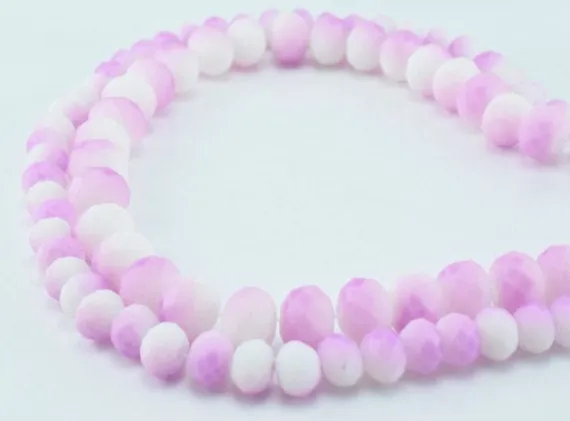 2 Strands Matte Glass Beads Donut Rondelle Faceted for Jewelry Decoration Chandelier 4x6mm, 6x8mm. 2 Sizes Group 60 PCs ea Item#789222042974