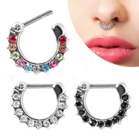 316L Surgical Steel CZ Gemmed Septum Clicker