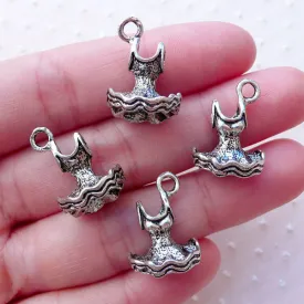 3D Ballerina Dress Charms Ballet Dress Party Dress Tutu Dresses (4pcs / 14mm x 19mm / Tibetan Silver / 2 Sided) Clothes Fashion CHM2132