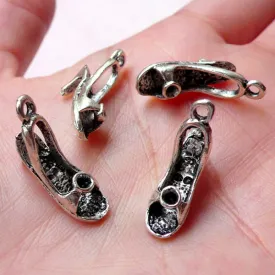 3D High Heel Sandal Charms Dollhouse Shoe Charms (4pcs / 19mm x 14mm / Tibetan Silver) Lady Fashion Charm Party Wine Charm Keychain CHM1276