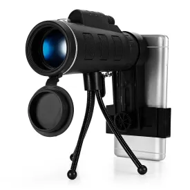 40X Monocular Scope with Compass, Phone Clip & Tripod