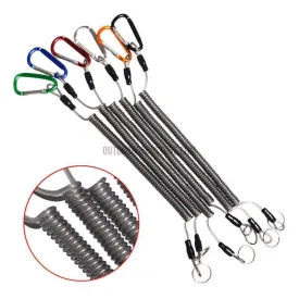 6x Fishing Lanyard Heavy Duty Retractable Coiled Tether with Carabiner for Pliers Boating Tools