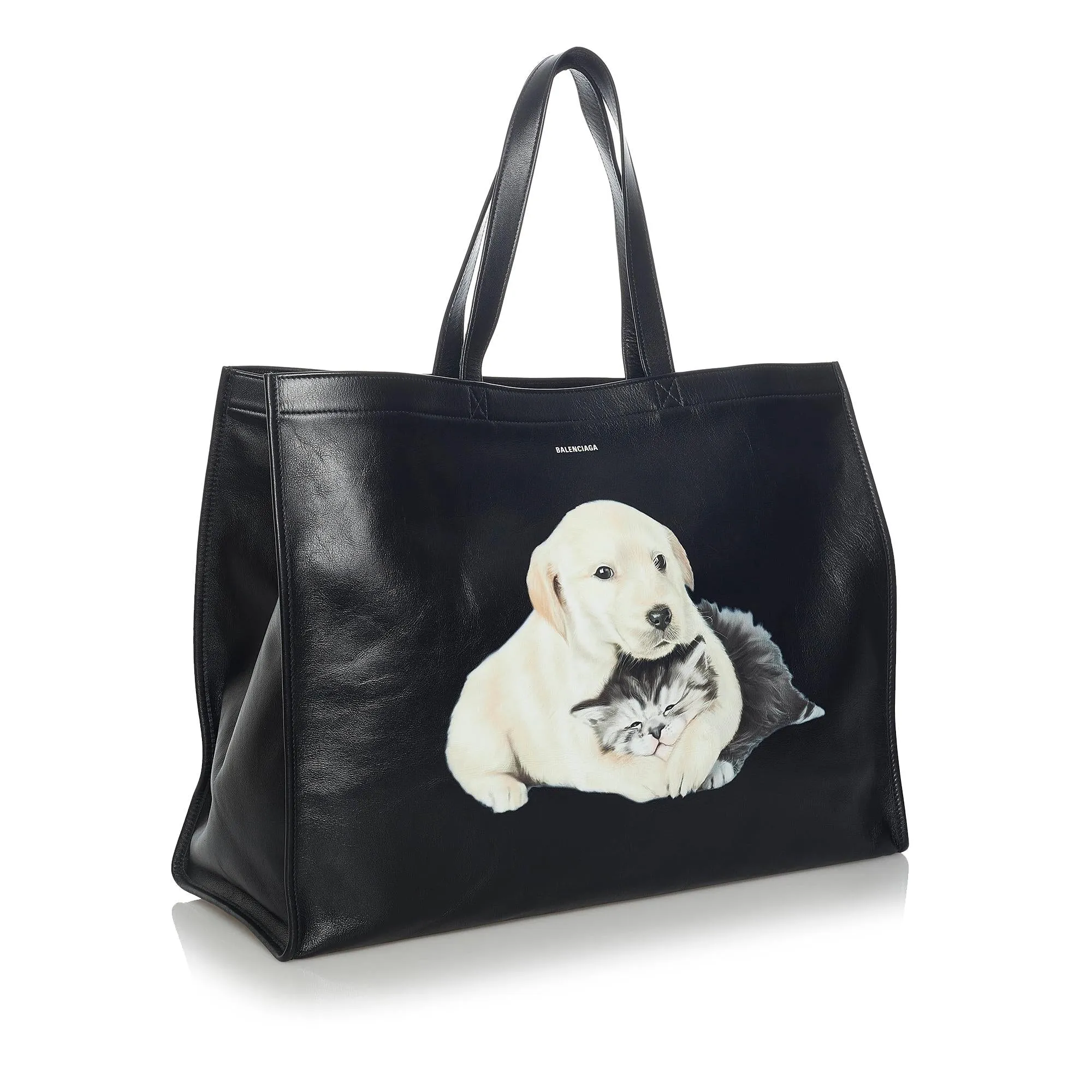 Balenciaga Medium Puppy and Kitten Leather Tote Bag