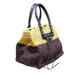 Balenciaga Motocross Classic Raffia Tote Bag