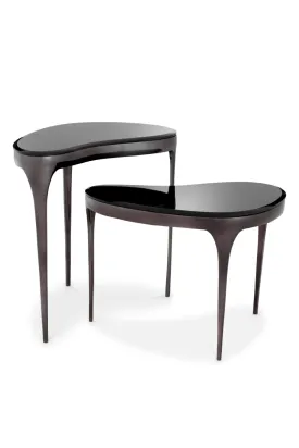 Black Bevelled Glass Side Tables (2) | Eichholtz Zena