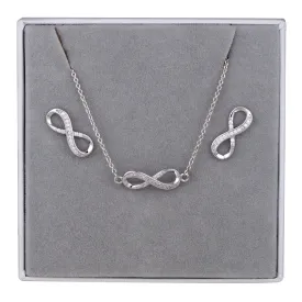 Boxed Cubic Zirconia Infinity Jewellery Set In Silver-Tone