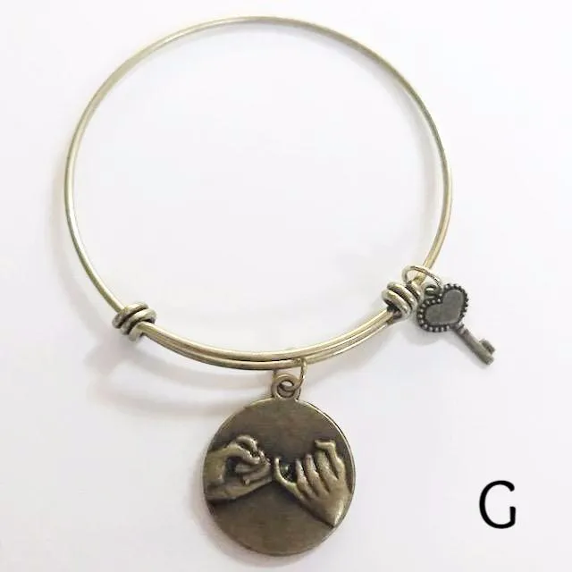 Bronze bracelet with bronze charm/stacking/expandable to fit everyone