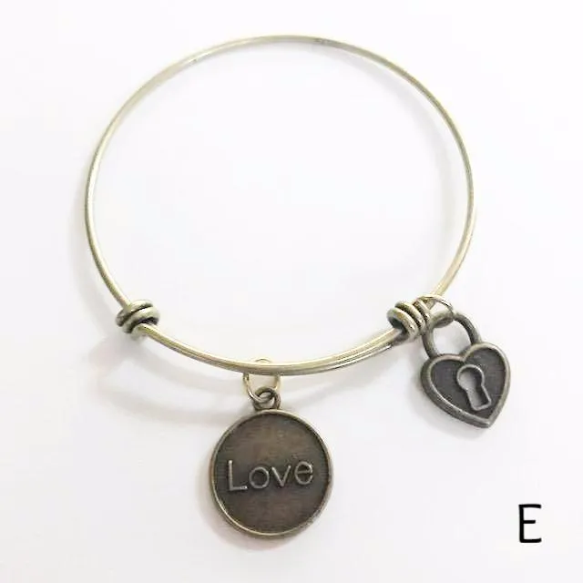 Bronze bracelet with bronze charm/stacking/expandable to fit everyone