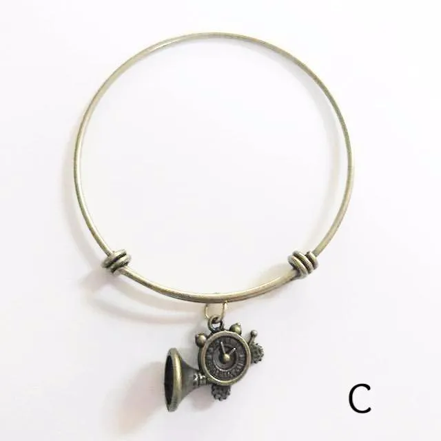 Bronze bracelet with bronze charm/stacking/expandable to fit everyone