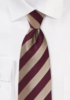 Burgundy and Gold Repp&Regimental Striped Necktie