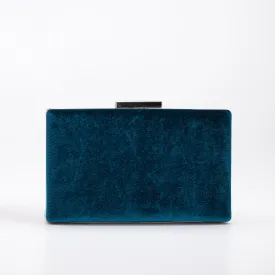 Clara - Teal Blue Velvet Clutch