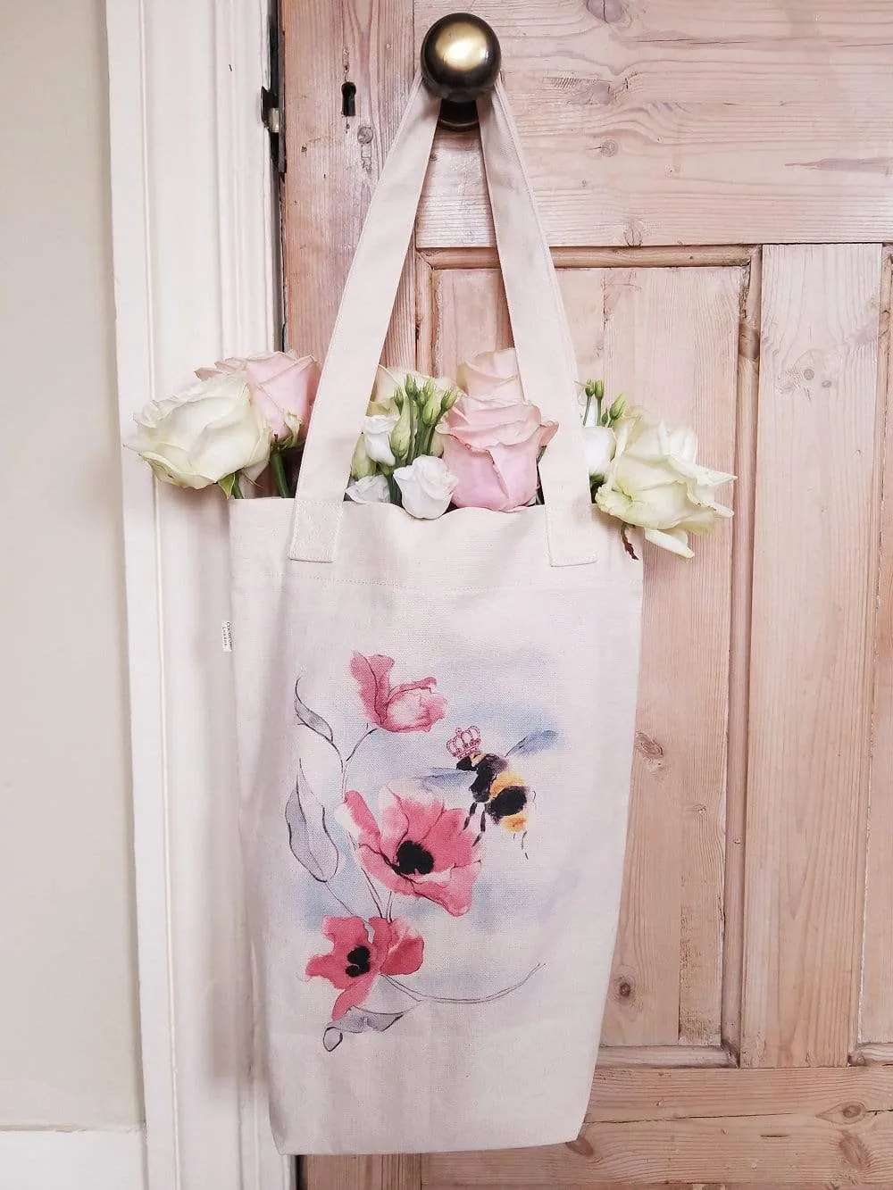 Cotton Canvas Shopping Tote Bag - Bumble Bee