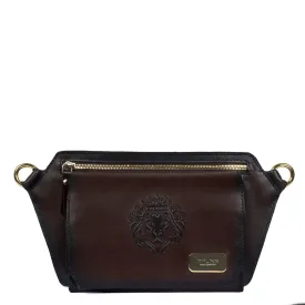 Cross-Body/Sling Bag in Diamond Shaped Dark Brown Genuine Leather