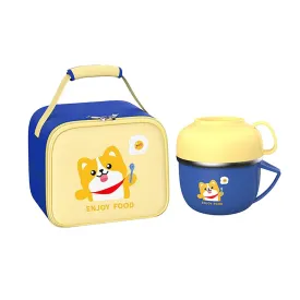 Dark Blue Small Size, Foxy Dual Handle Soup and Noodles Lunch Box with matching Cover