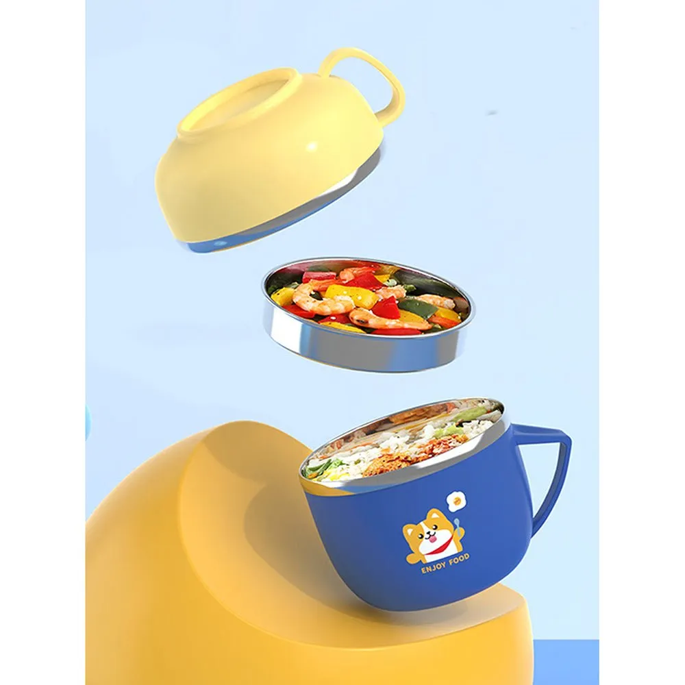 Dark Blue Small Size, Foxy Dual Handle Soup and Noodles Lunch Box with matching Cover