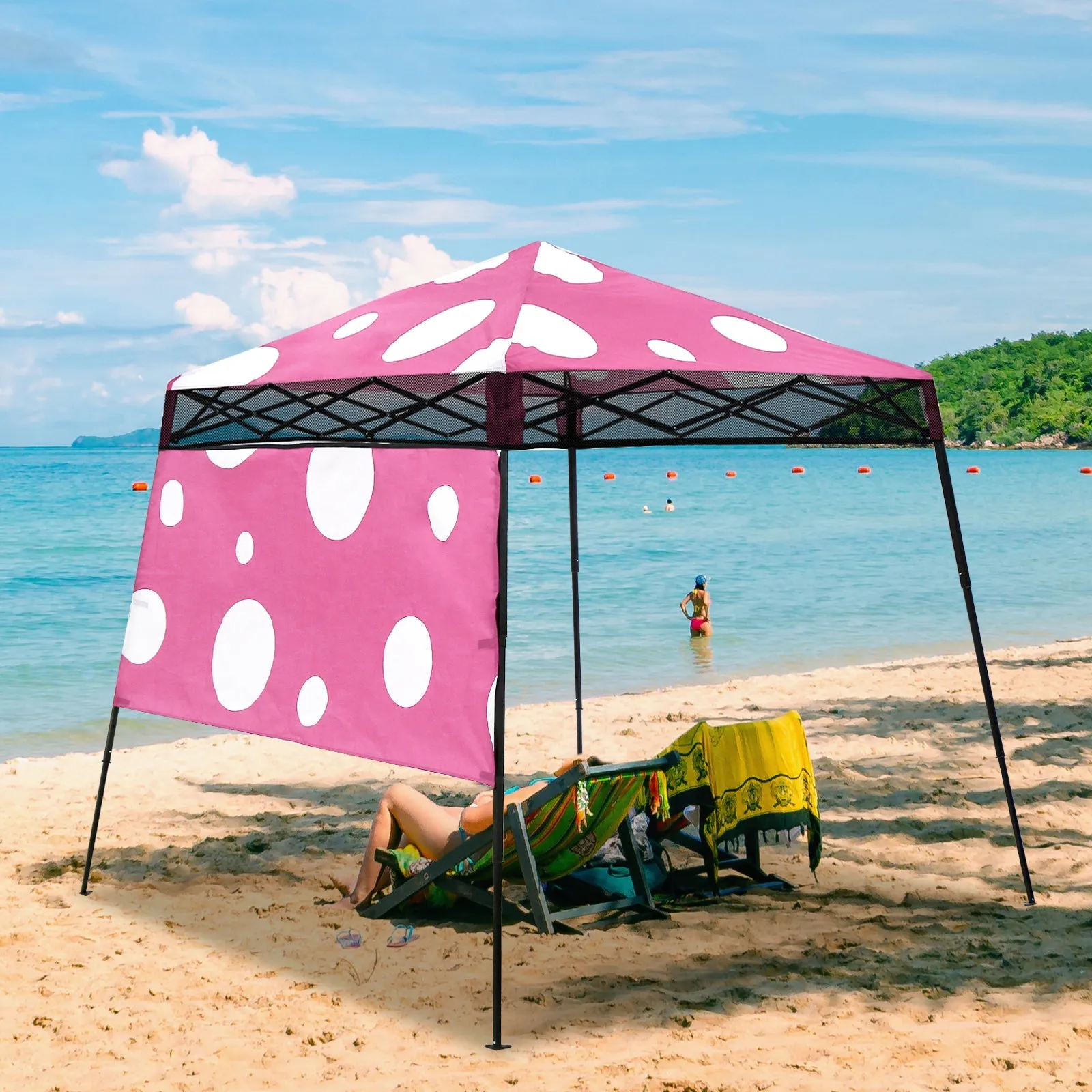 Eagle Peak SHADE GRAPHIX 8x8 Day Tripper Pop Up Canopy Tent with Backpack (Pink Mushroom Top)