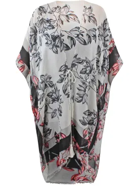 Floral Chiffon Long Kimono Beach Cover Up