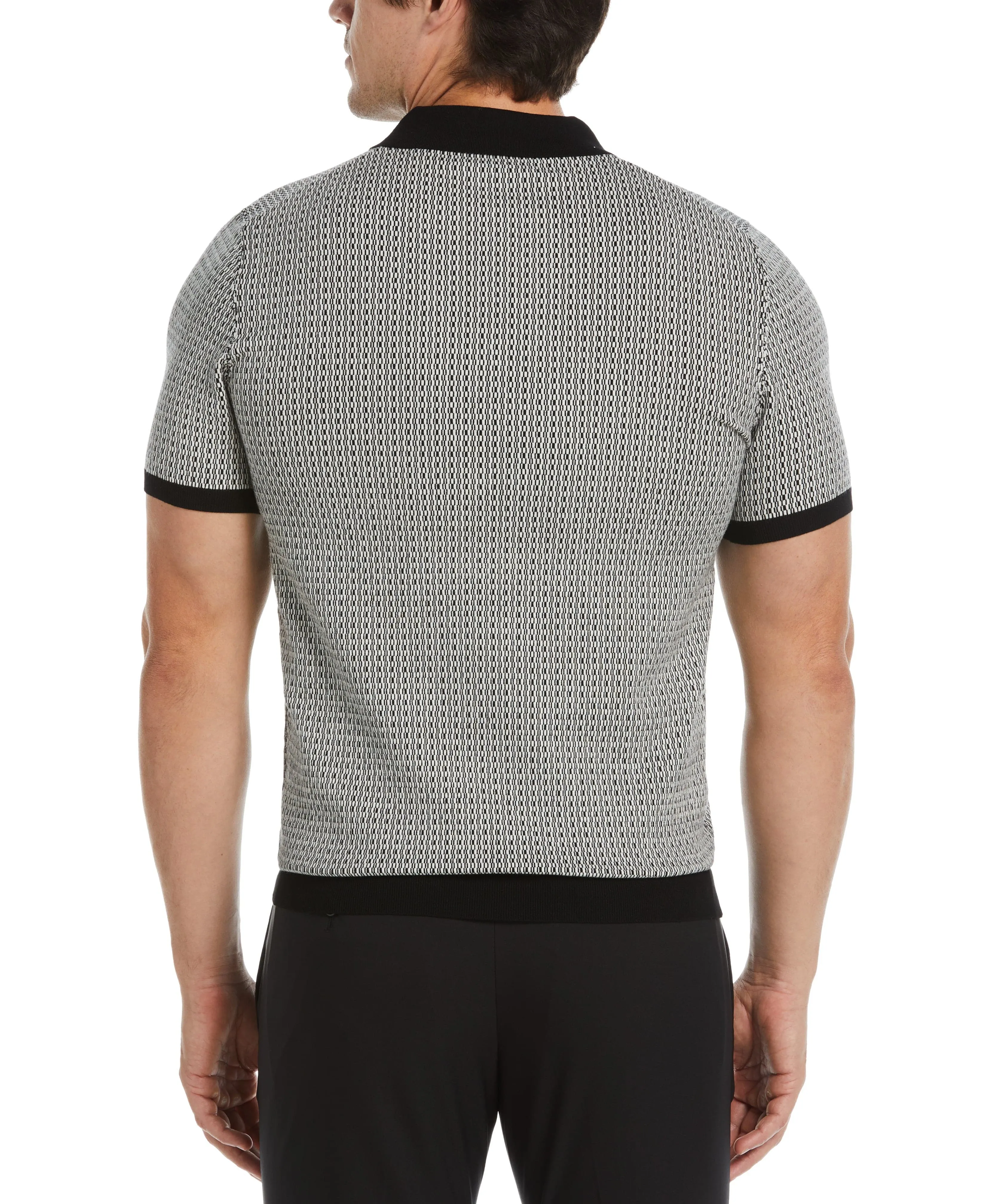 Geometric Pattern Polo Sweater