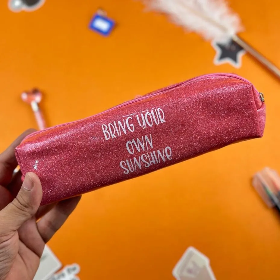 Glittery Pink Pencil Pouch