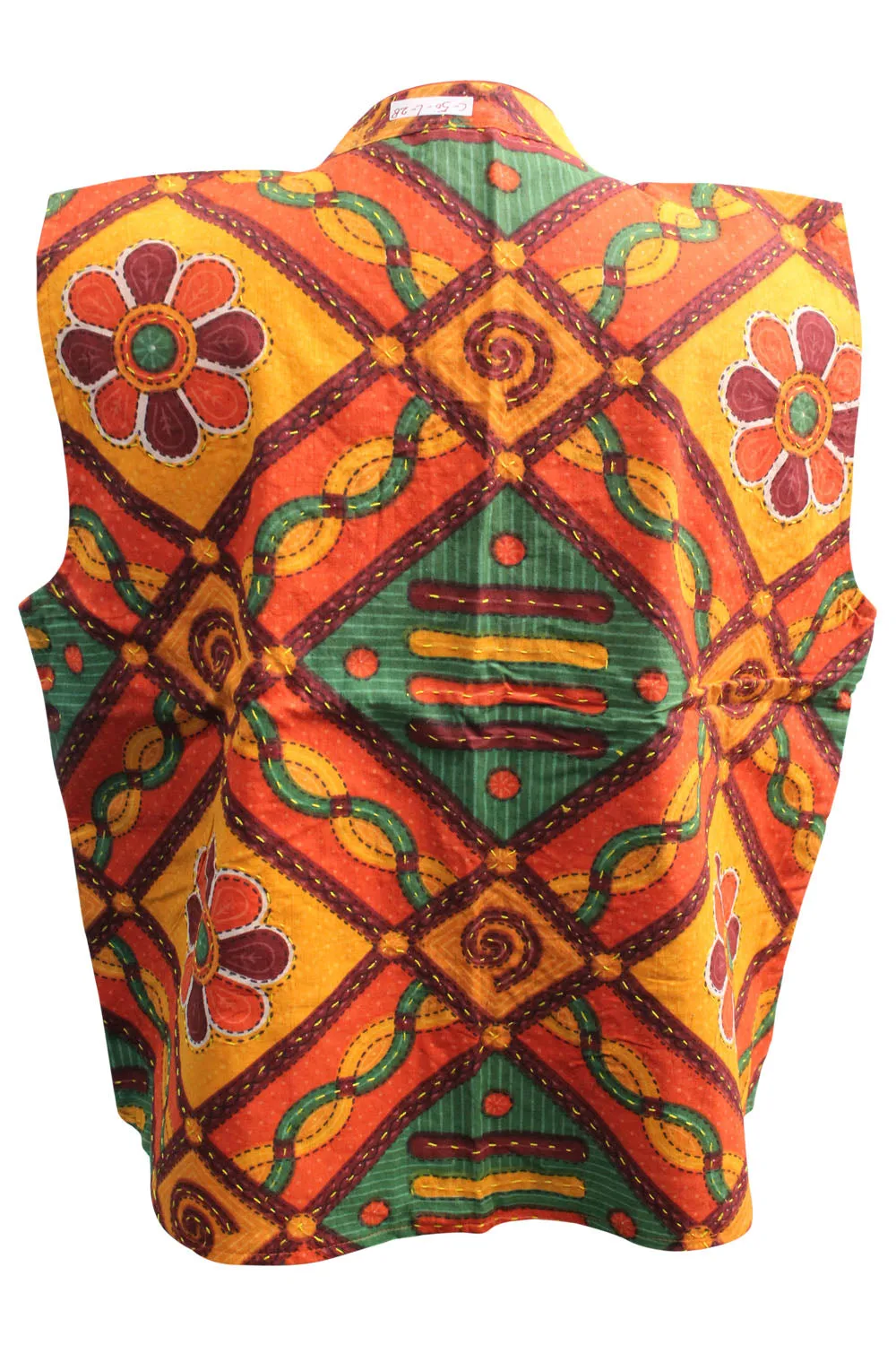 Handmade Floral Printed Sleeveless Kantha Jacket Unisex Fashion Wear Accessories