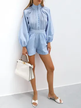 LeFay Contrast Trim Playsuit | Sky Blue