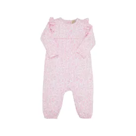 Leigh Ann Angel Sleeve Romper - Greenville Garden with Palm Beach Pink