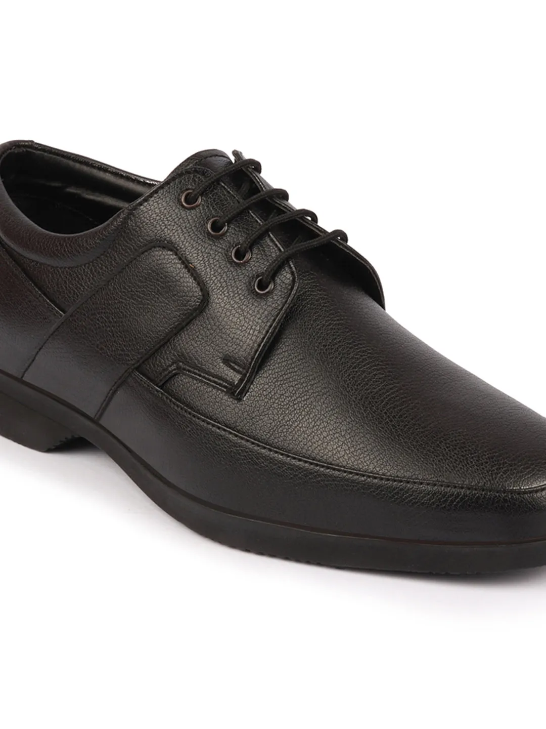 Men Black Formal Side Strip Design Lace Up Shoes