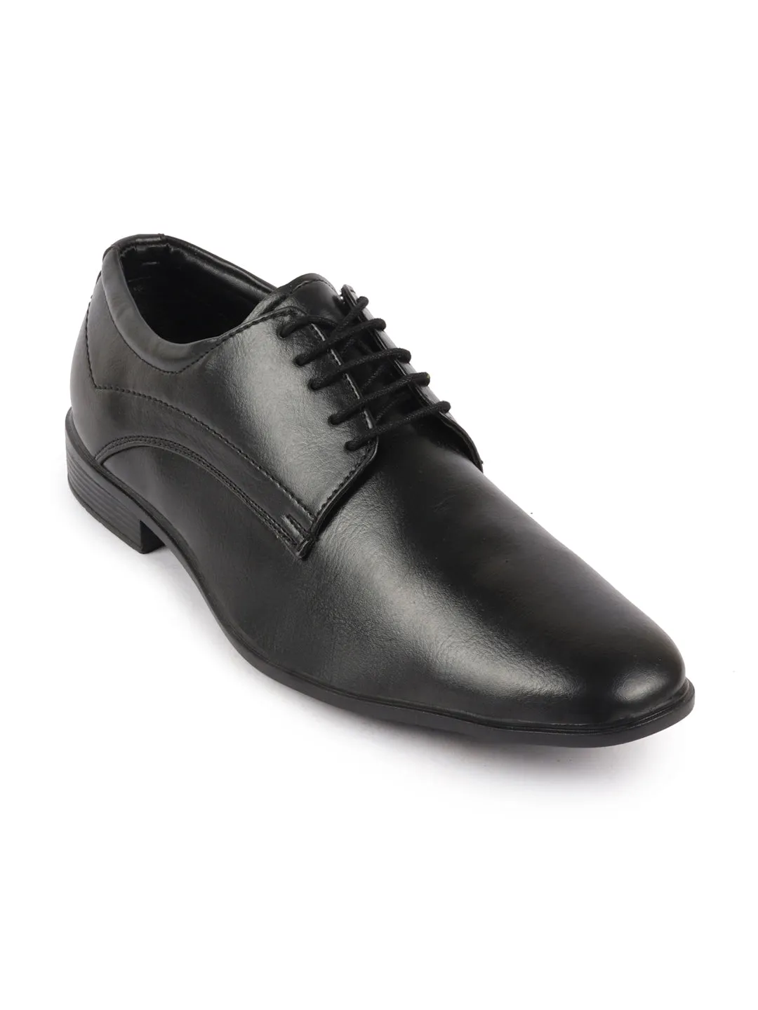 Men Black Genuine Leather Office Formal Lace Up Derby Shoes