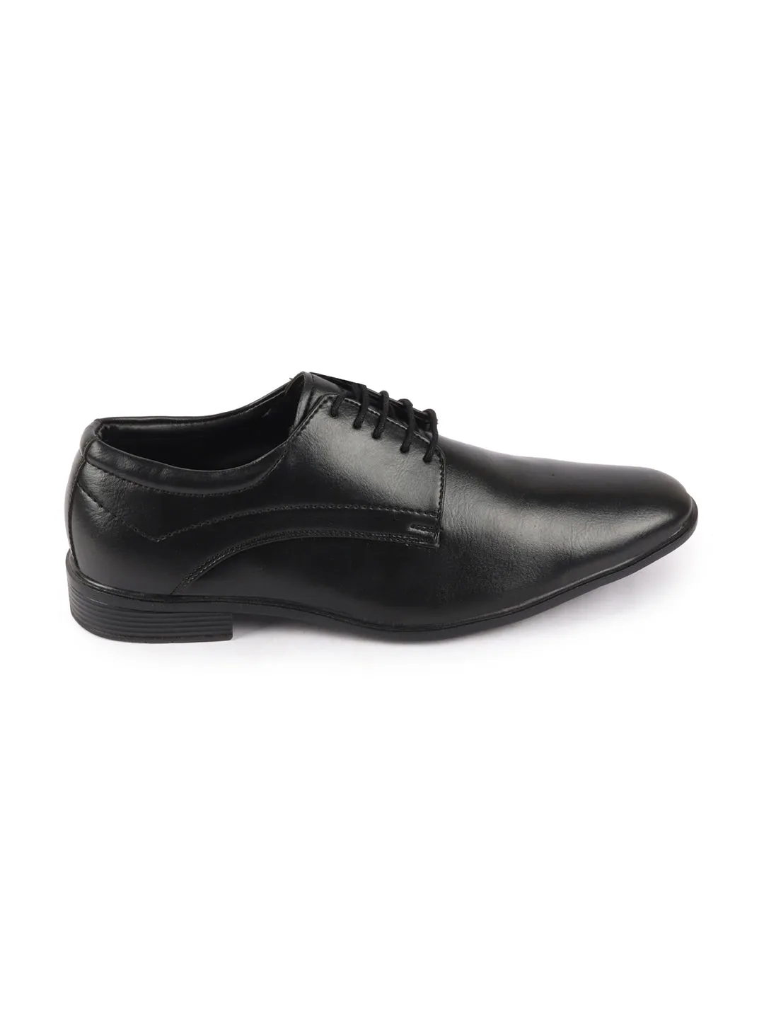 Men Black Genuine Leather Office Formal Lace Up Derby Shoes