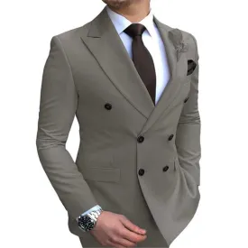 New Men's Blazer Jacket  Slim Fit Double-Breasted Notched Lapel Suit