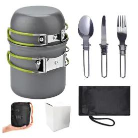 Portable Camping Cookware Set with Mini Gas Stove