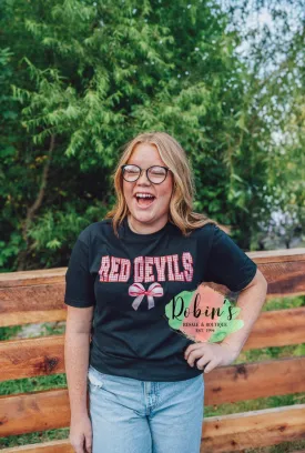 Red Devils Gingham Bow Tee, Sweatshirt, Hoodie Preorder