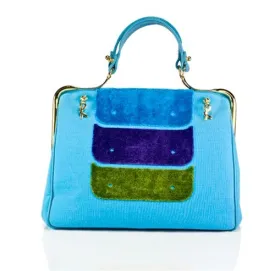 ROBERTA DI CAMERINO BLUE LINEN HANDBAG