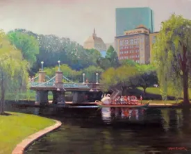 SWAN GLIDE  by Dianne Miller - Boston Public Garden Classic Painting