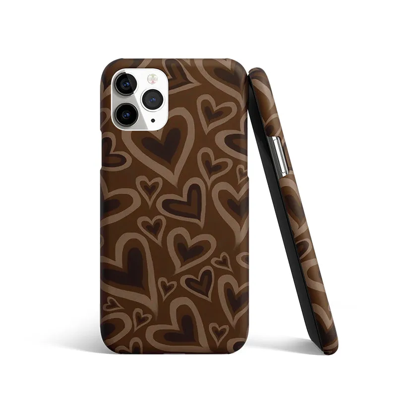 Toasty Brown Hearts Phone Cover | Matte Case