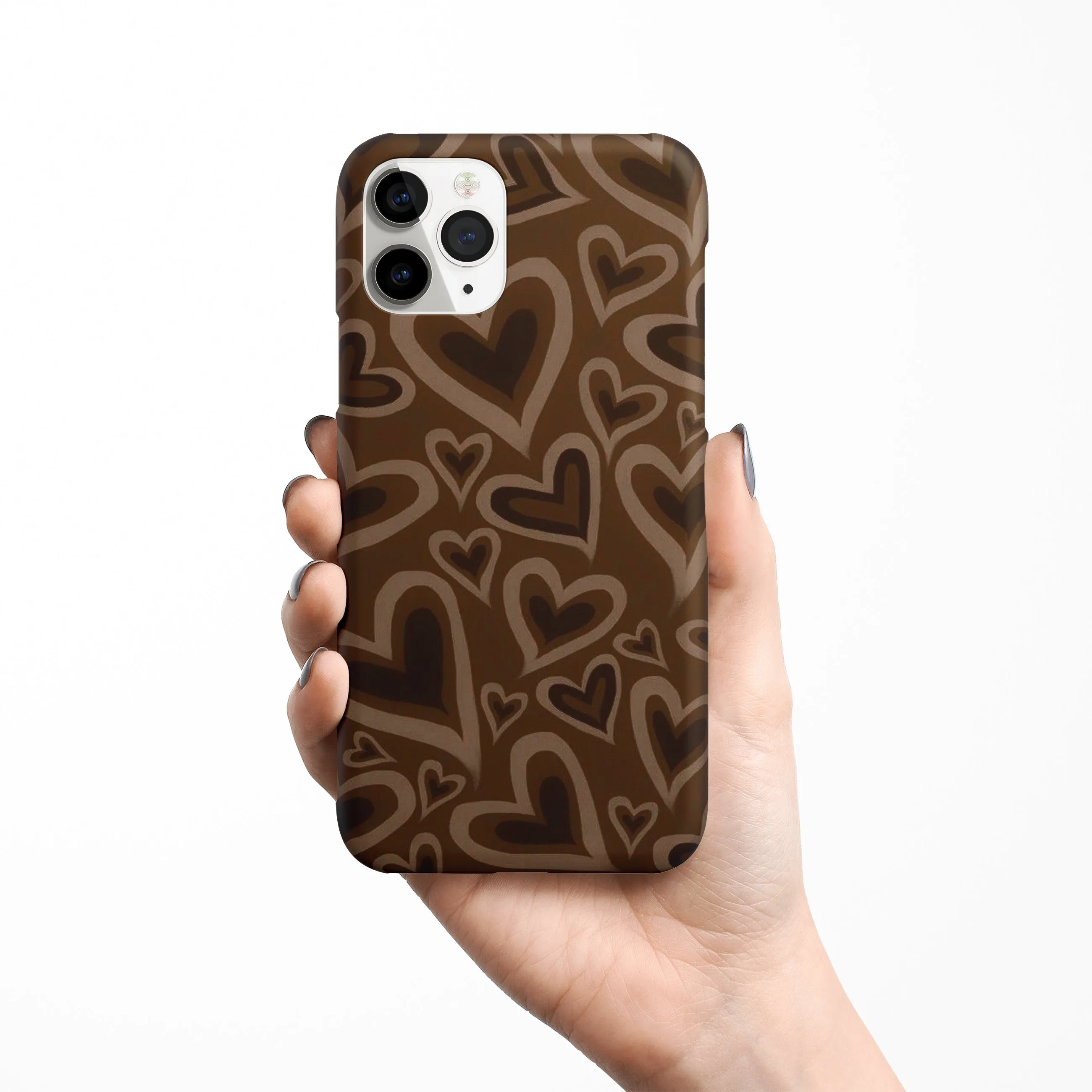 Toasty Brown Hearts Phone Cover | Matte Case