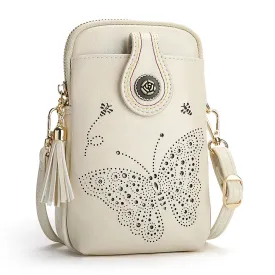 White CrossBody Bag-Butterfly